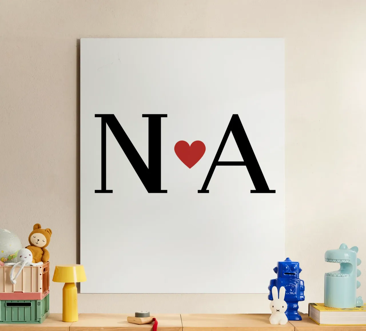 N A Design – Liebe Initialen T-Shirt & Deko Idee Alu-Dibond von StrindesignStudio