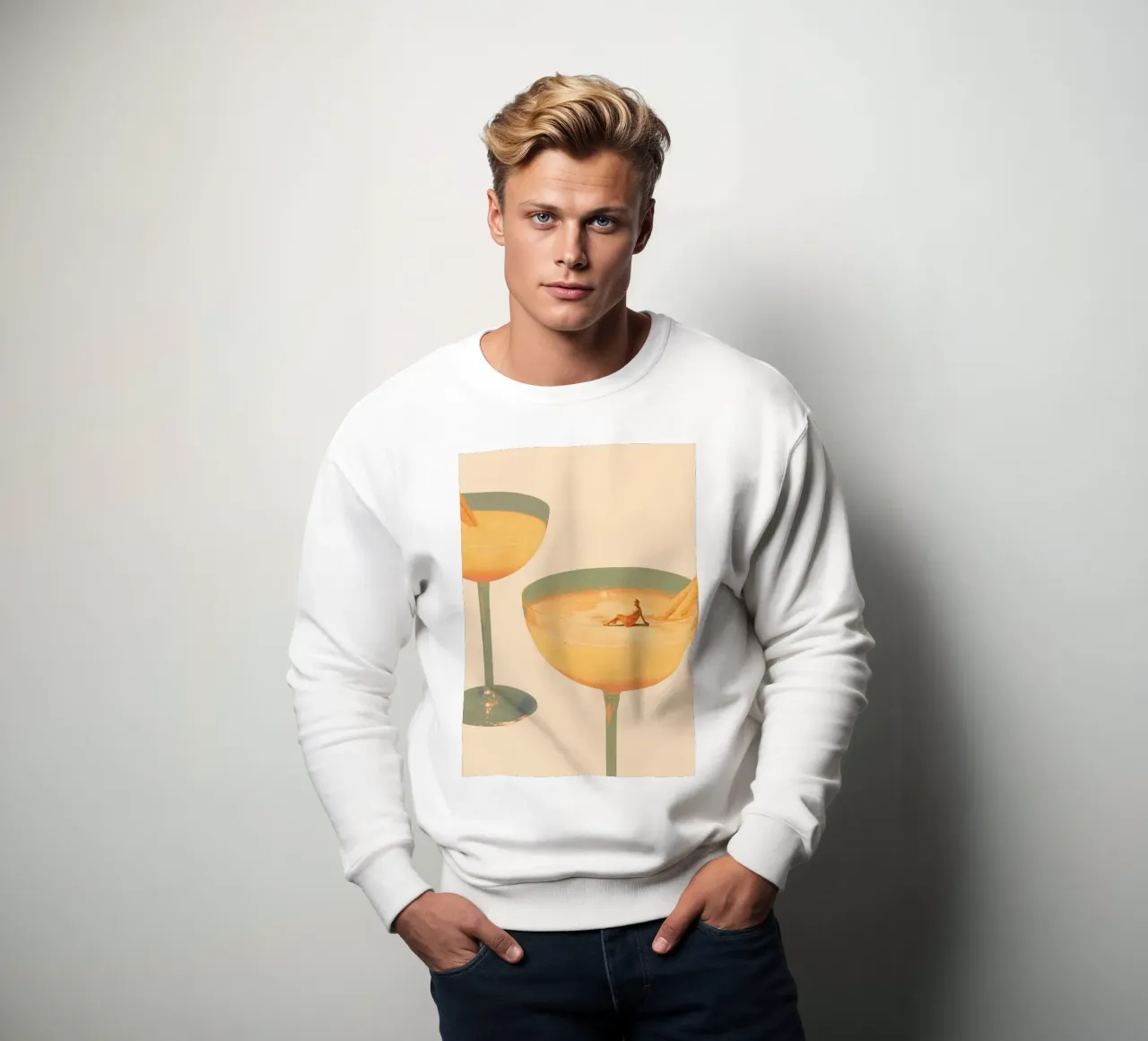 Maarten Leon - Vacanze in un bicchiere No1 Print felpa da weimann shop