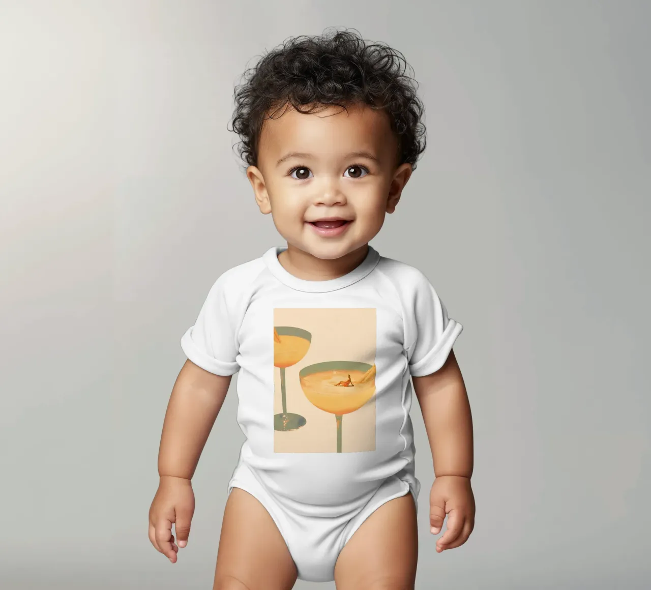 Maarten Leon - Vacanze in un bicchiere No1 Print body neonato maniche corte da weimann shop