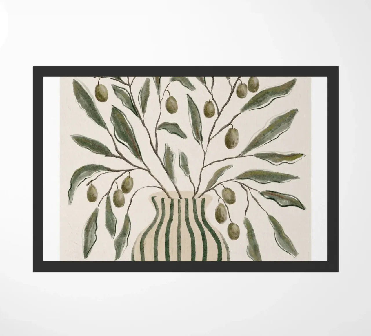 Impression de branches d'olivier dans un vase paillasson de leslie shop