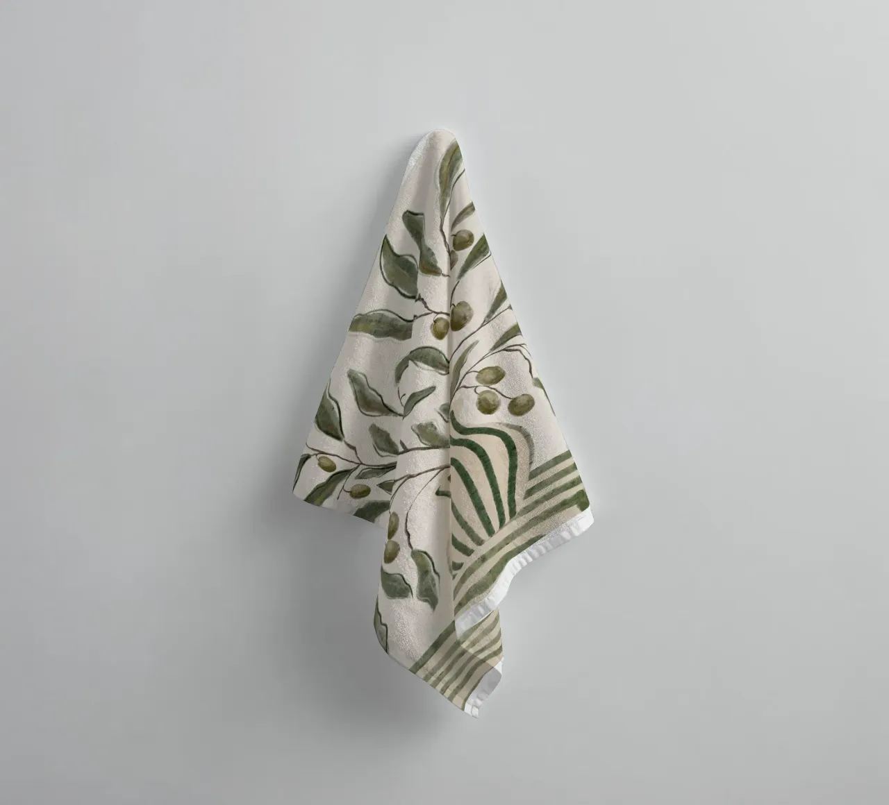 Olive Branches in Vase Print towel by leslie shop