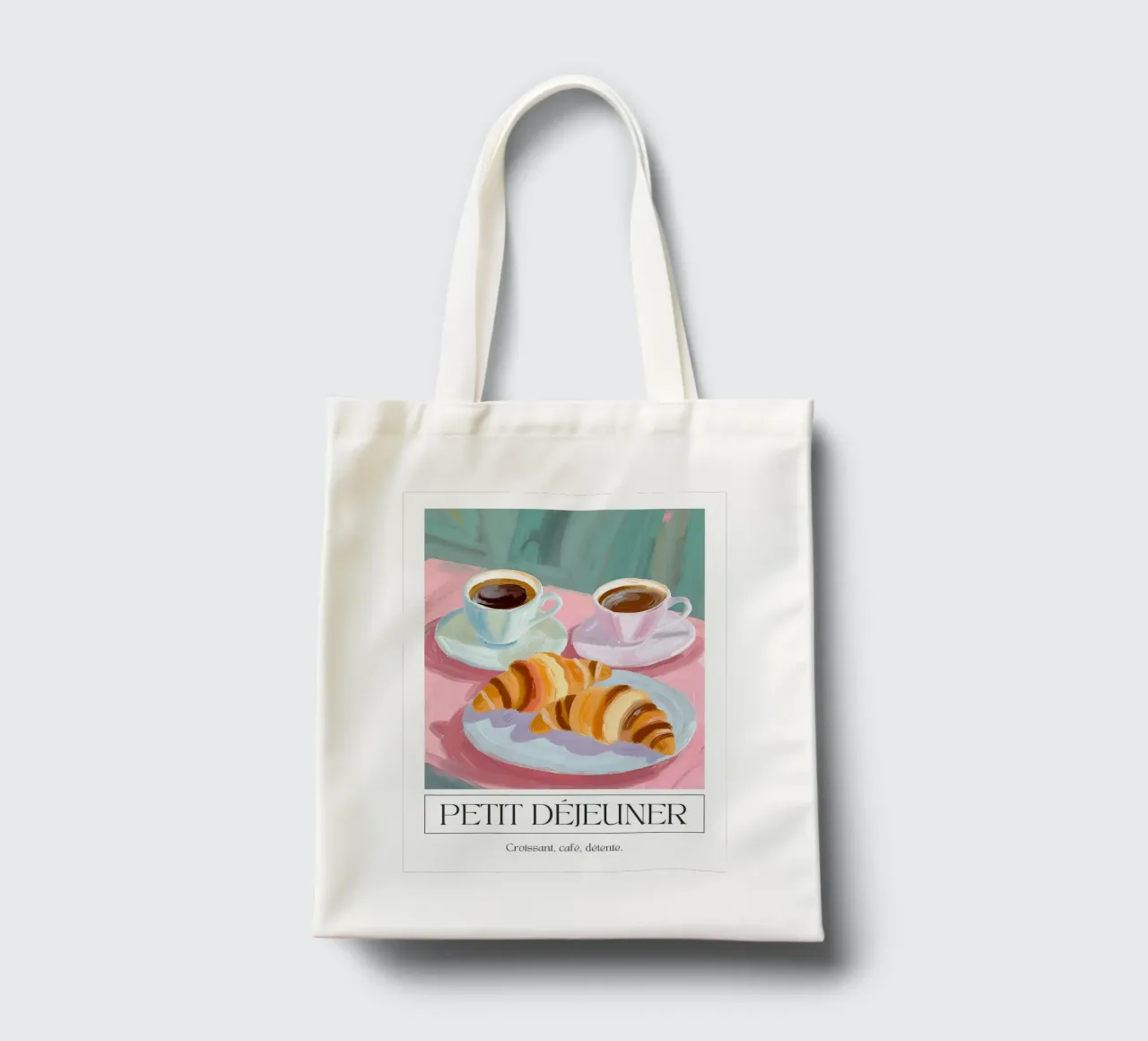 Colazione - Croissant, caffè, relax borsa in juta da leslie shop
