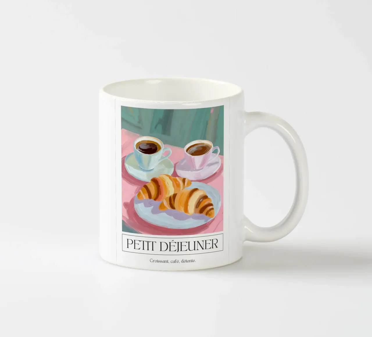 Colazione - Croissant, caffè, relax tazza in ceramica da leslie shop