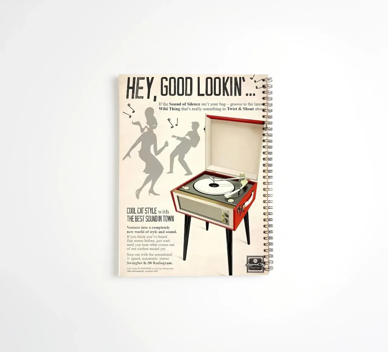 Record Player Hi-Fi. 1960s Retro Style spiral notebook by leslie shop