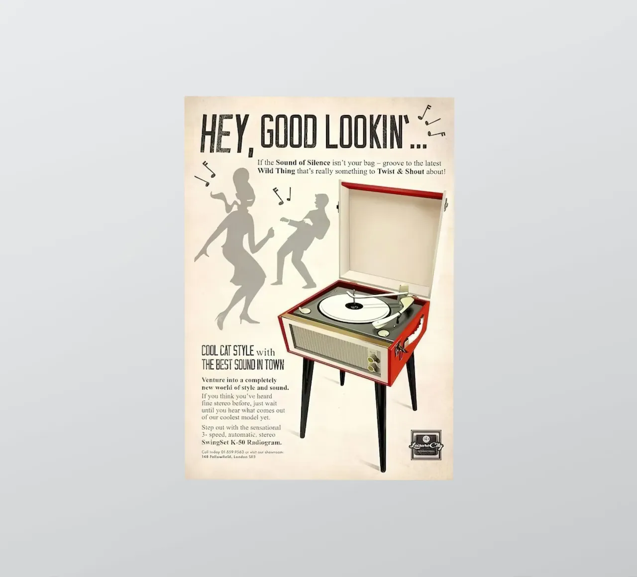 Record Player Hi-Fi. 1960s Retro Style sticker by leslie shop