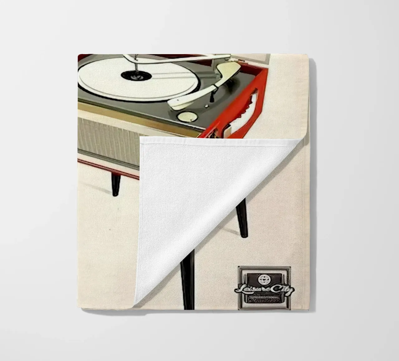 Record Player Hi-Fi. 1960s Retro Style beach towel by leslie shop