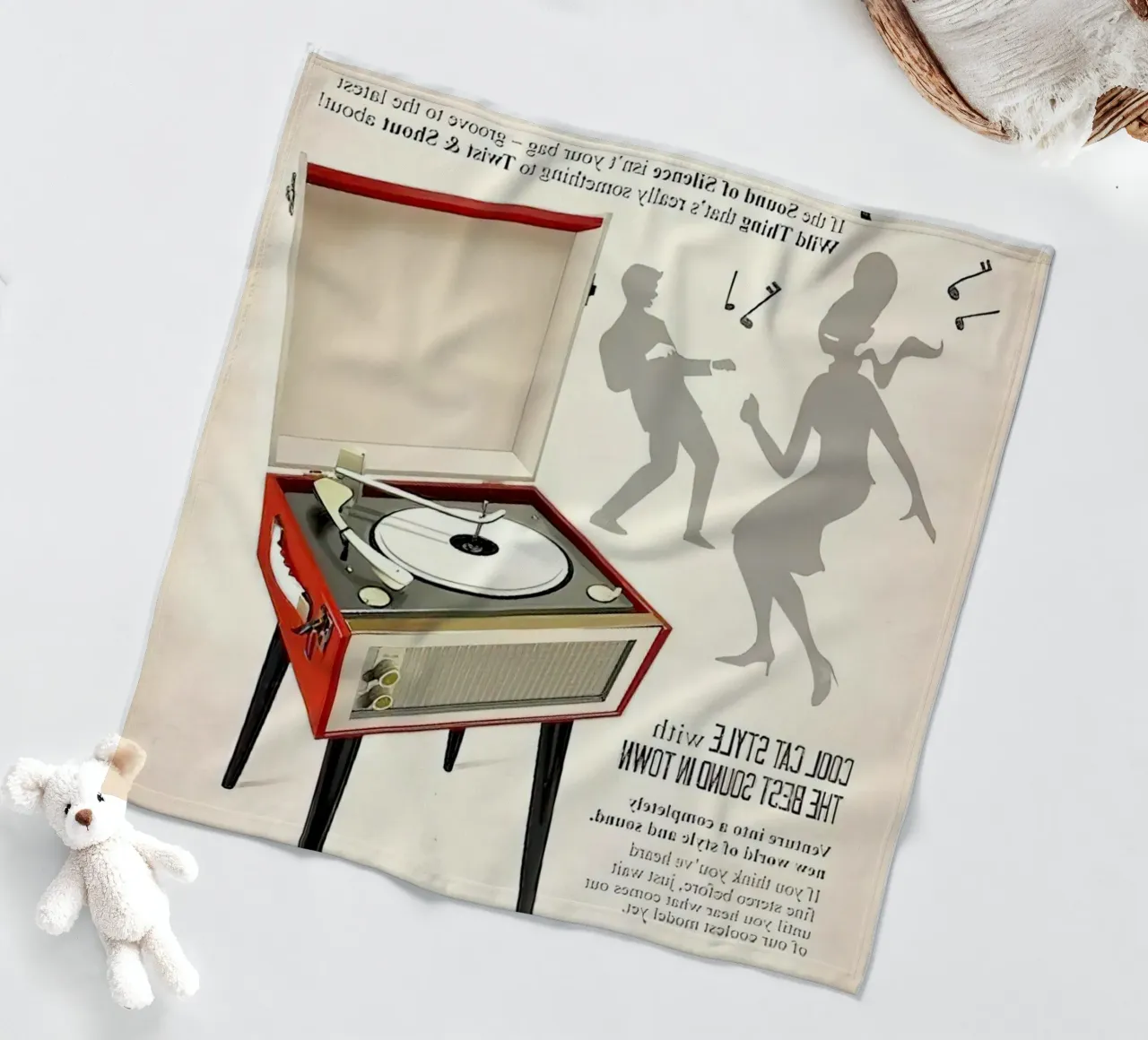 Record Player Hi-Fi. 1960s Retro Style fleece blanket by leslie shop