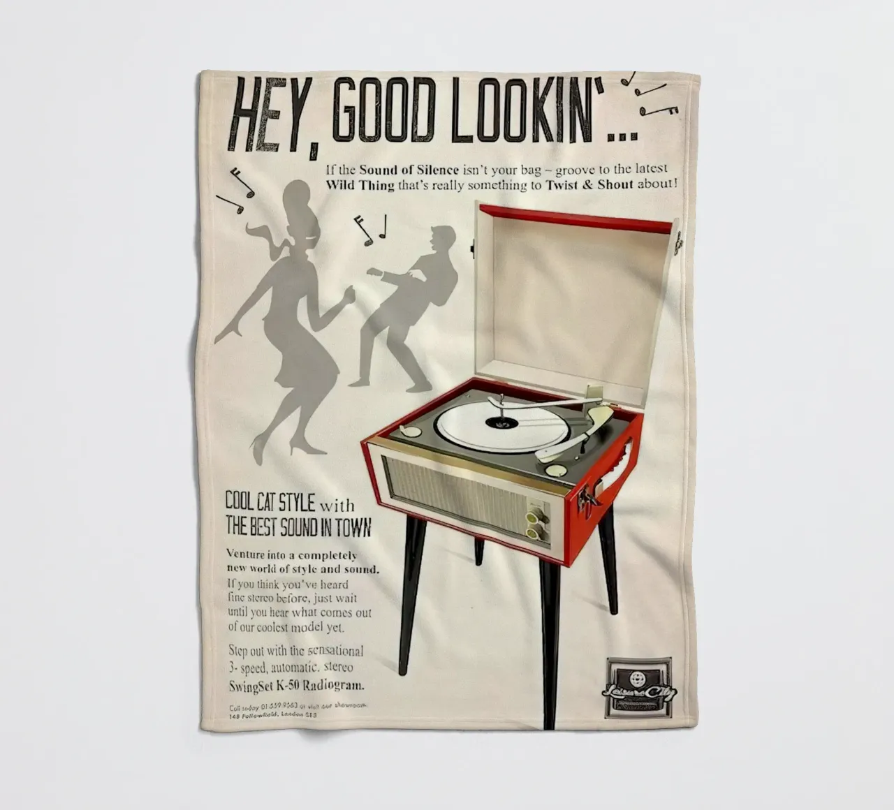 Record Player Hi-Fi. 1960s Retro Style fleece blanket by leslie shop