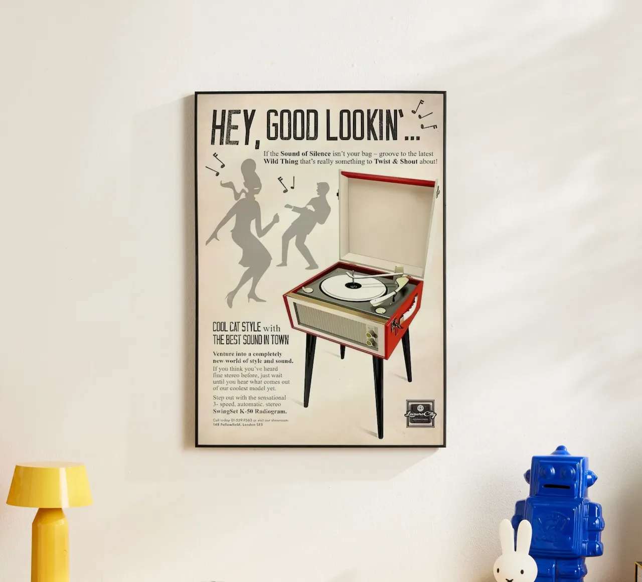 Record Player Hi-Fi. 1960s Retro Style alu-dibond by leslie shop