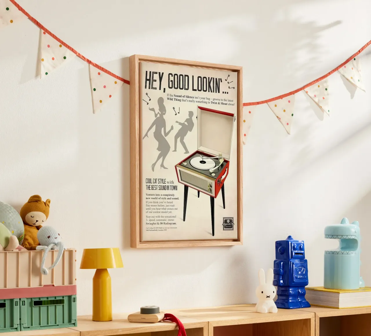 Record Player Hi-Fi. 1960s Retro Style canvas by leslie shop