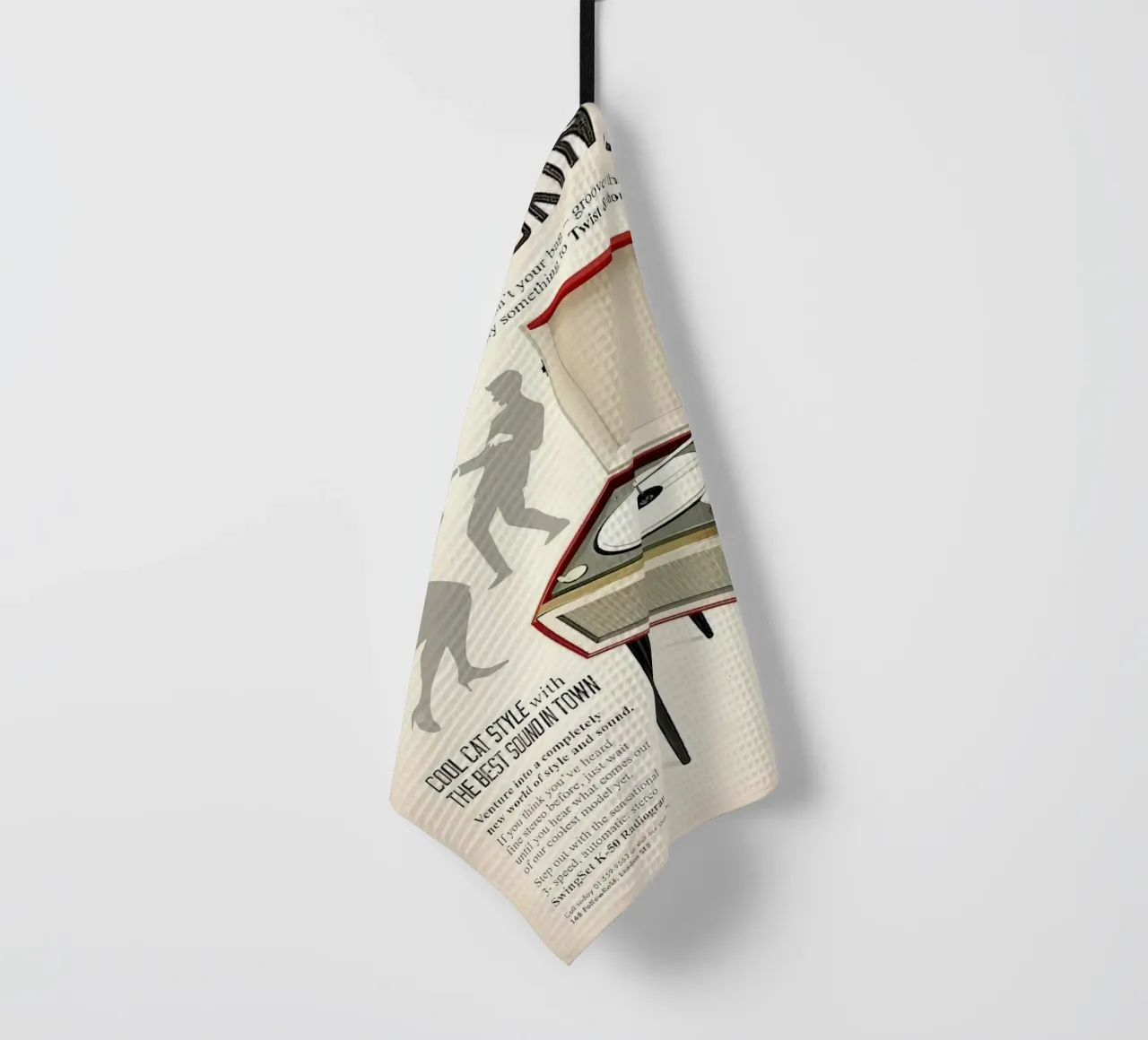 Record Player Hi-Fi. 1960s Retro Style tea towel by leslie shop