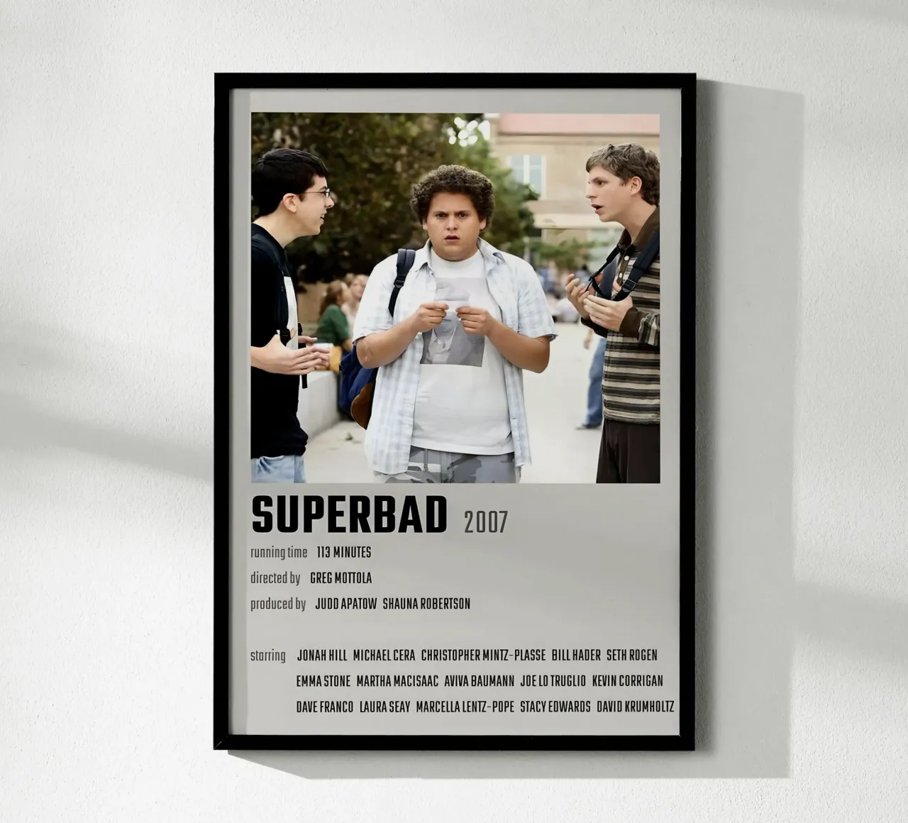 SUPERBAD 2007 poster con telaio in legno da MVFminimalist