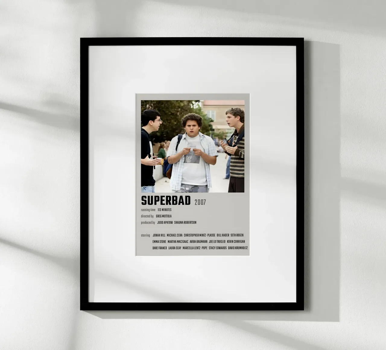 SUPERBAD 2007 poster con telaio in legno da MVFminimalist