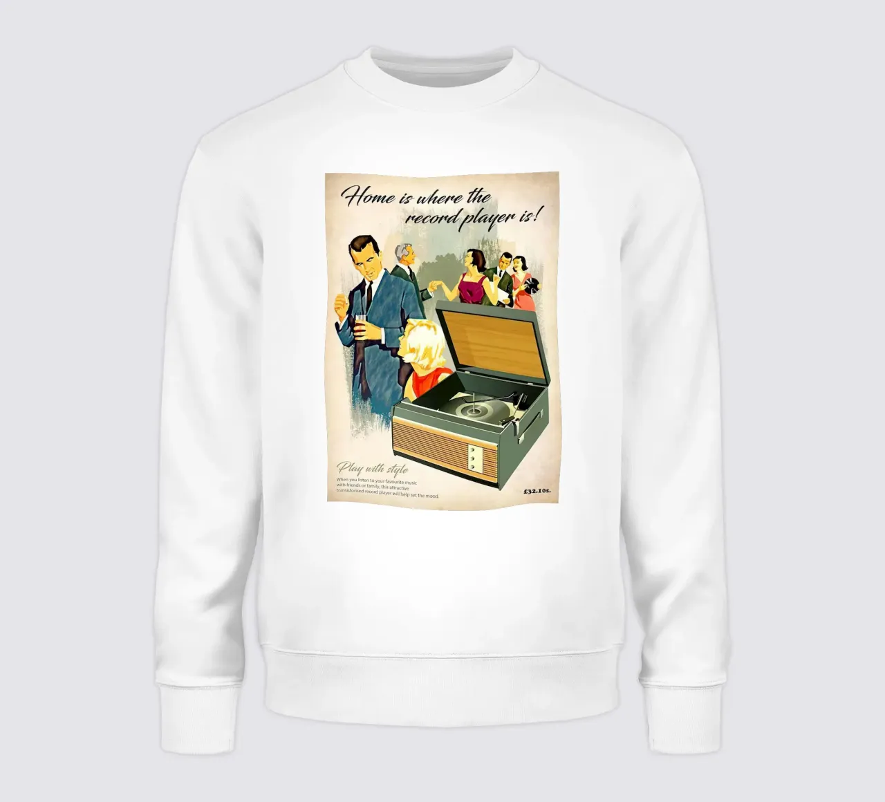 Tocadiscos Hi-Fi. Estilo retro de los años 60 sudadera de leslie shop