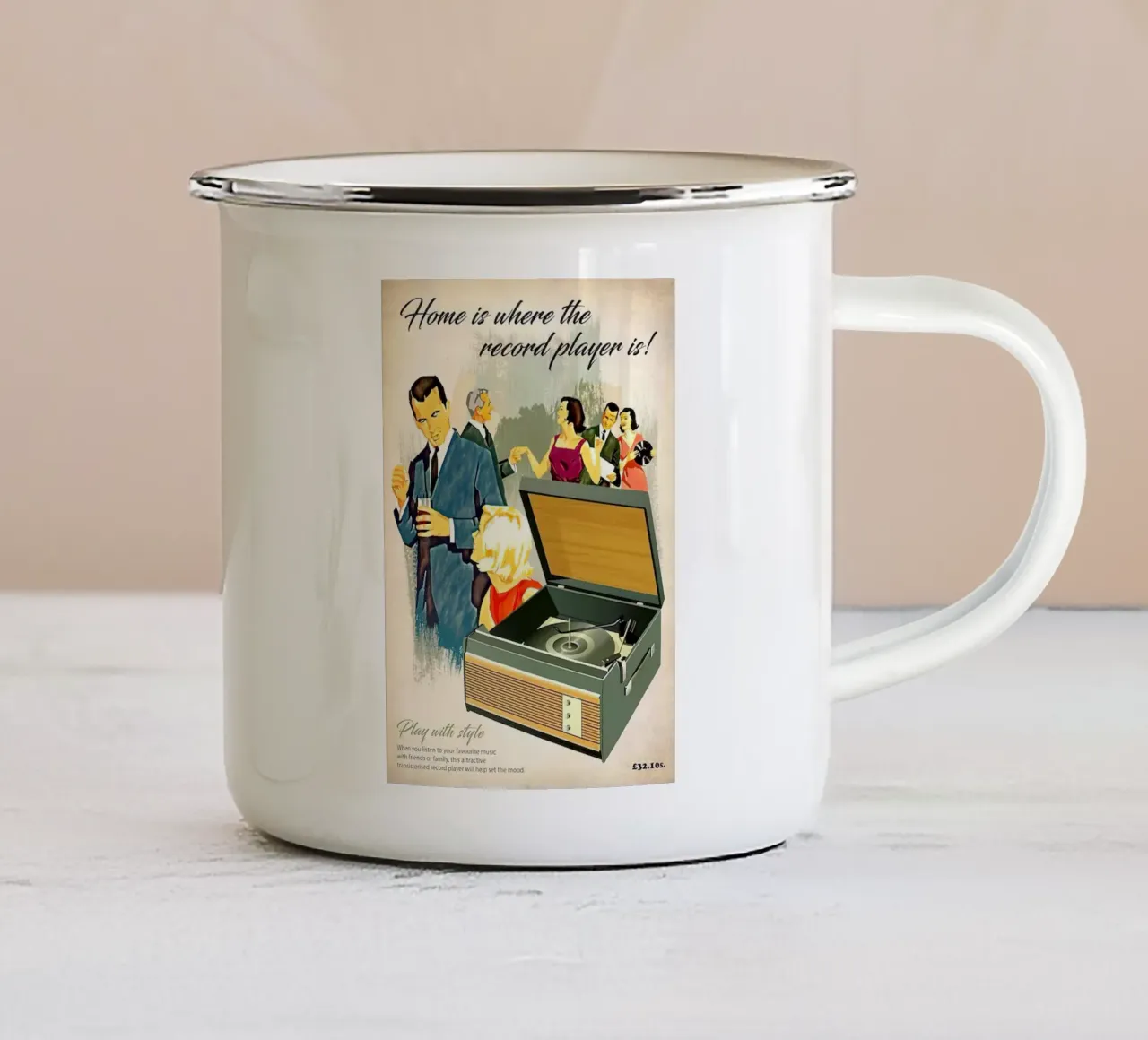 Lettore di dischi Hi-Fi. Stile retrò anni '60 tazza in smalto da leslie shop