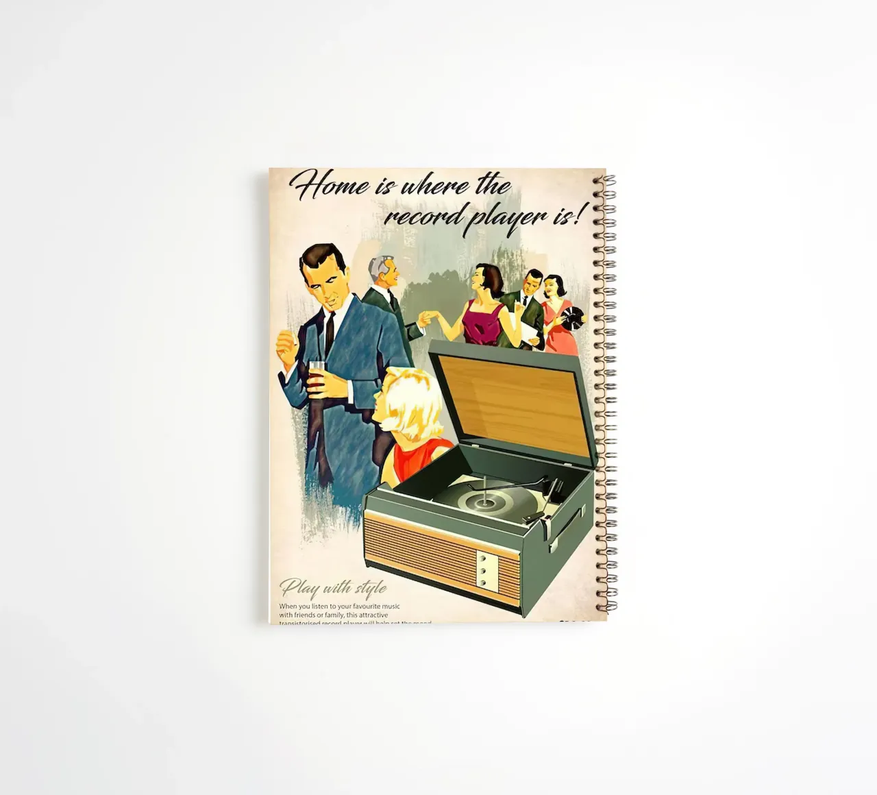 Record Player Hi-Fi. 1960s Retro Style spiral notebook by leslie shop