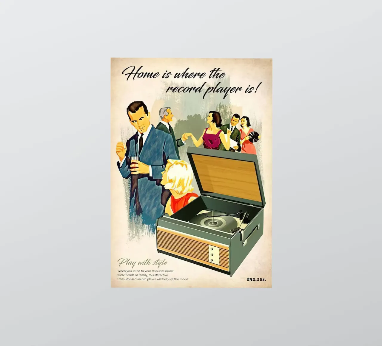 Record Player Hi-Fi. 1960s Retro Style sticker by leslie shop