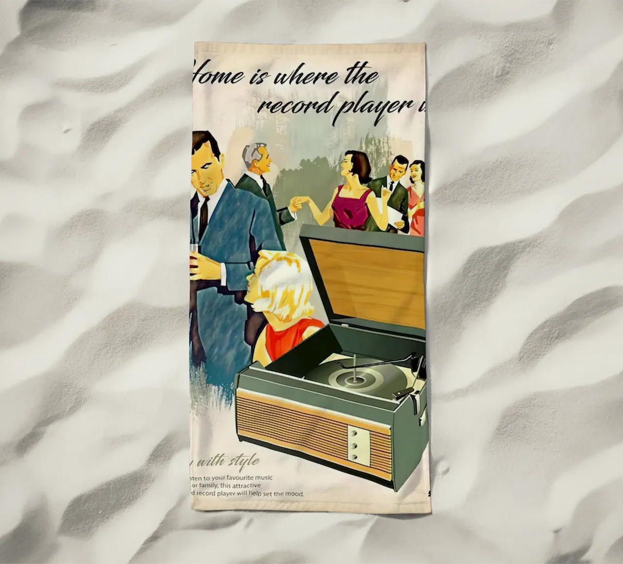 Record Player Hi-Fi. 1960s Retro Style beach towel by leslie shop