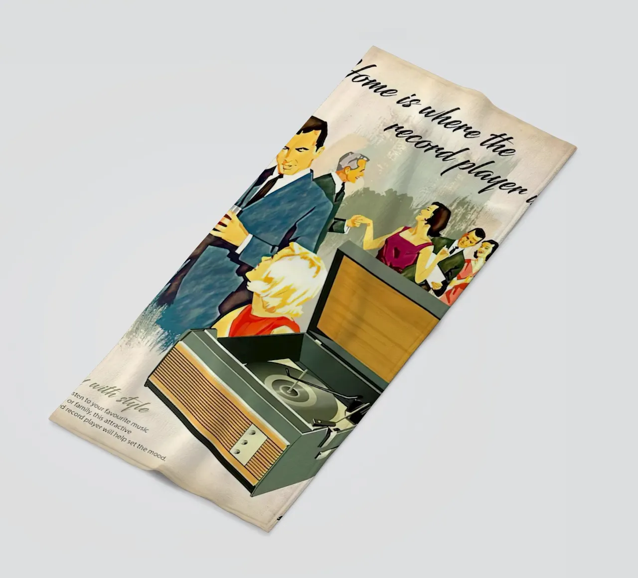 Record Player Hi-Fi. 1960s Retro Style beach towel by leslie shop