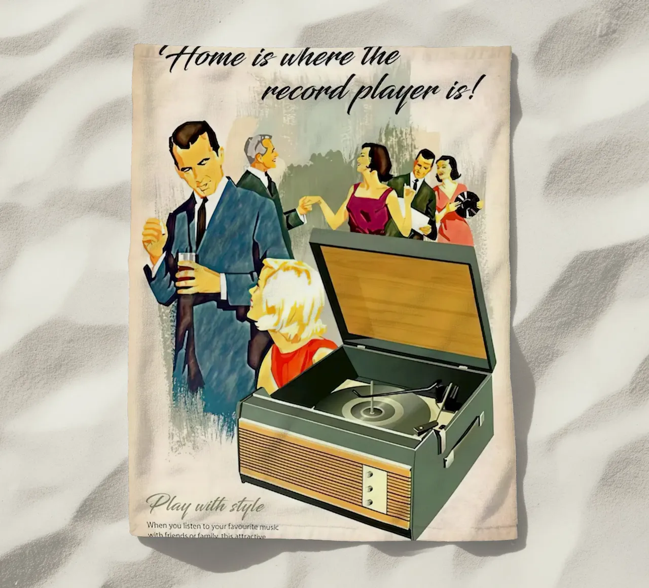 Record Player Hi-Fi. 1960s Retro Style beach towel by leslie shop