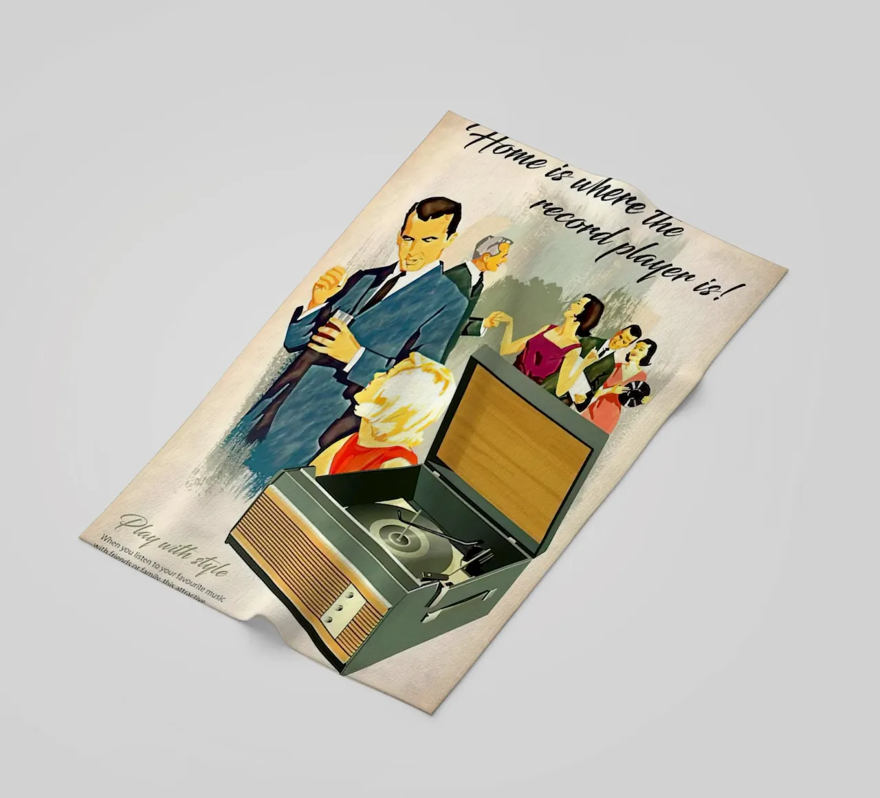Record Player Hi-Fi. 1960s Retro Style beach towel by leslie shop