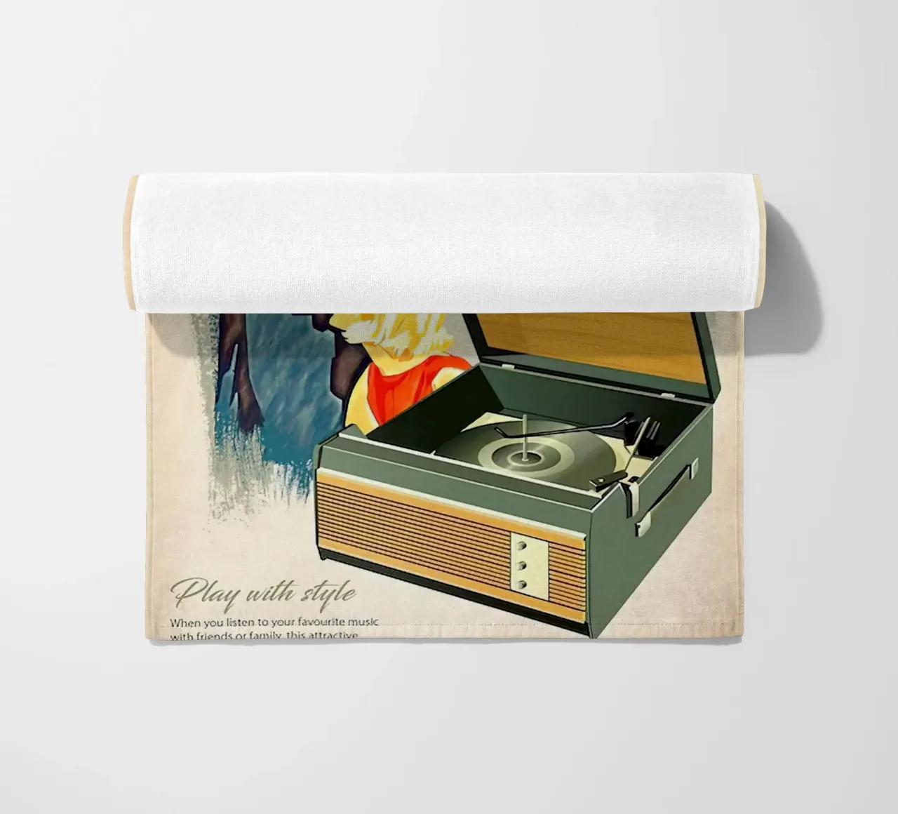 Record Player Hi-Fi. 1960s Retro Style beach towel by leslie shop