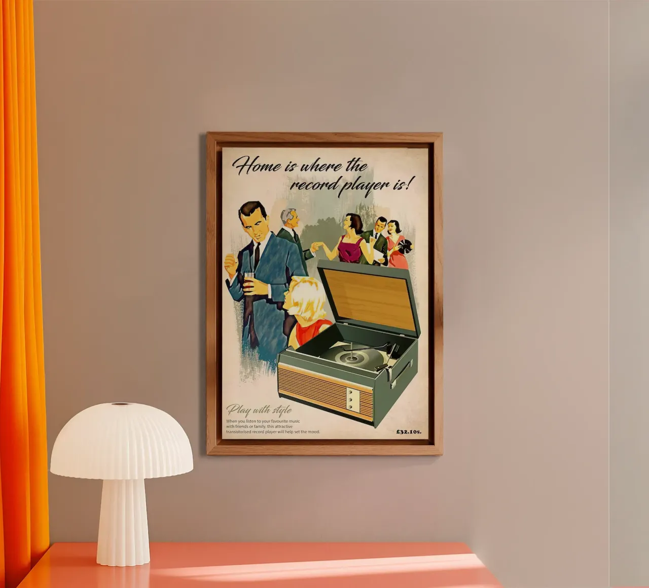 Record Player Hi-Fi. 1960s Retro Style alu-dibond by leslie shop