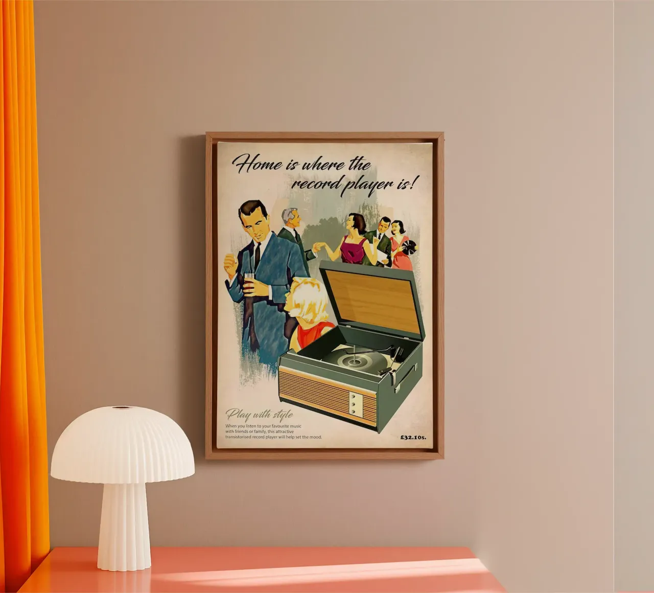 Record Player Hi-Fi. 1960s Retro Style canvas by leslie shop