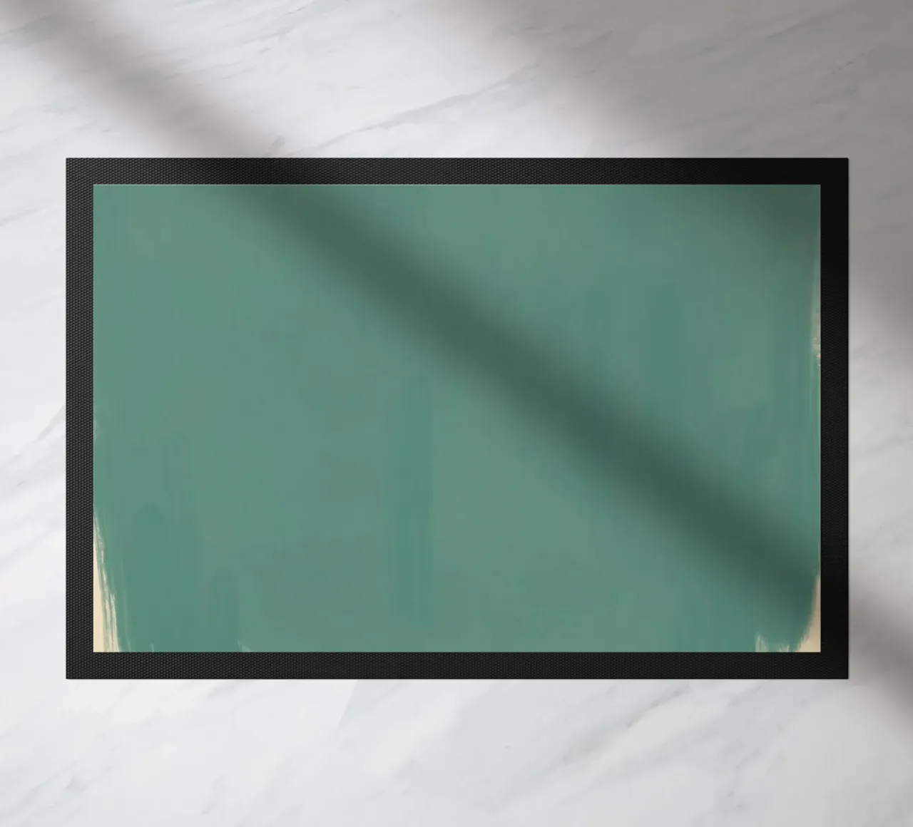 Solid teal abstract doormat by Little Dean