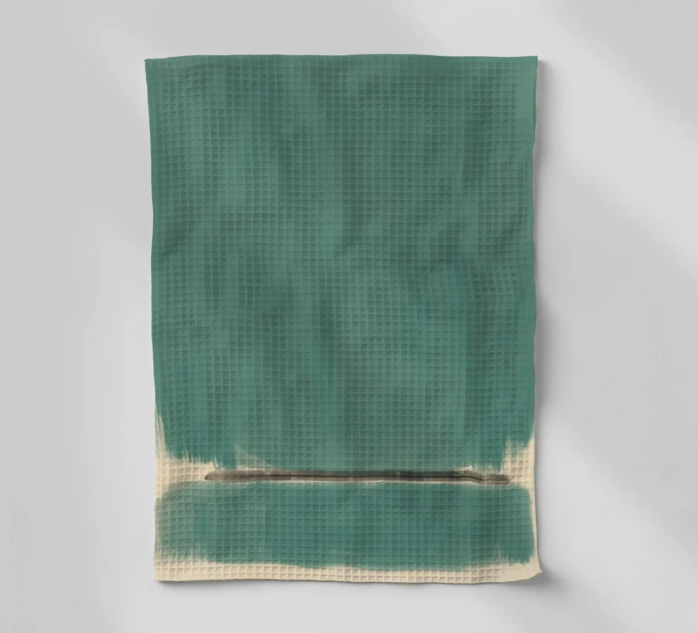 Solid teal abstract tea towel by Little Dean