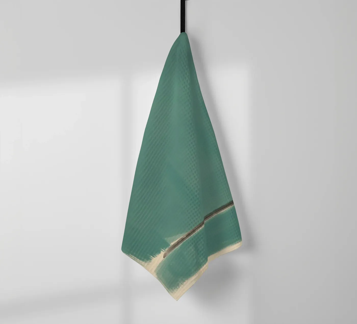 Solid teal abstract tea towel by Little Dean