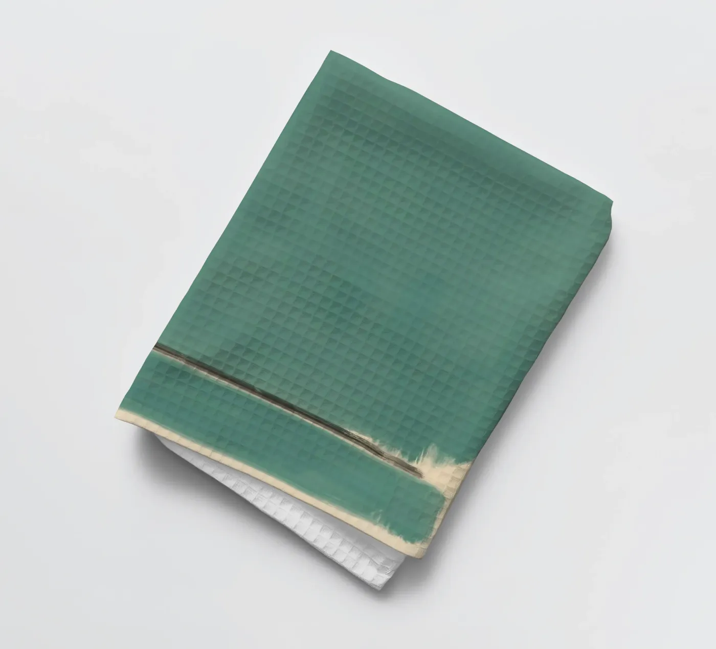 Solid teal abstract tea towel by Little Dean