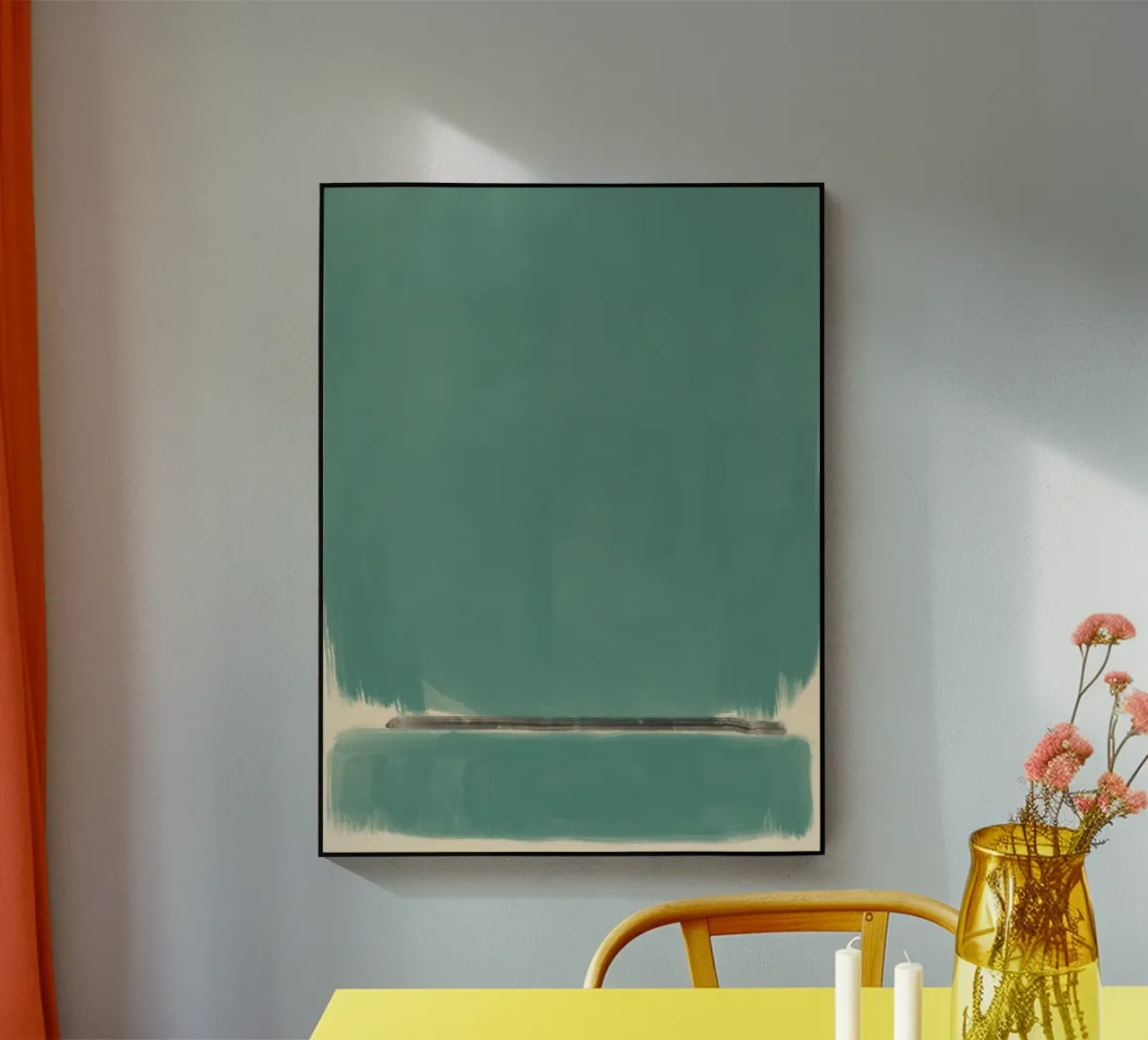 Effen groenblauw abstract acryl van Little Dean