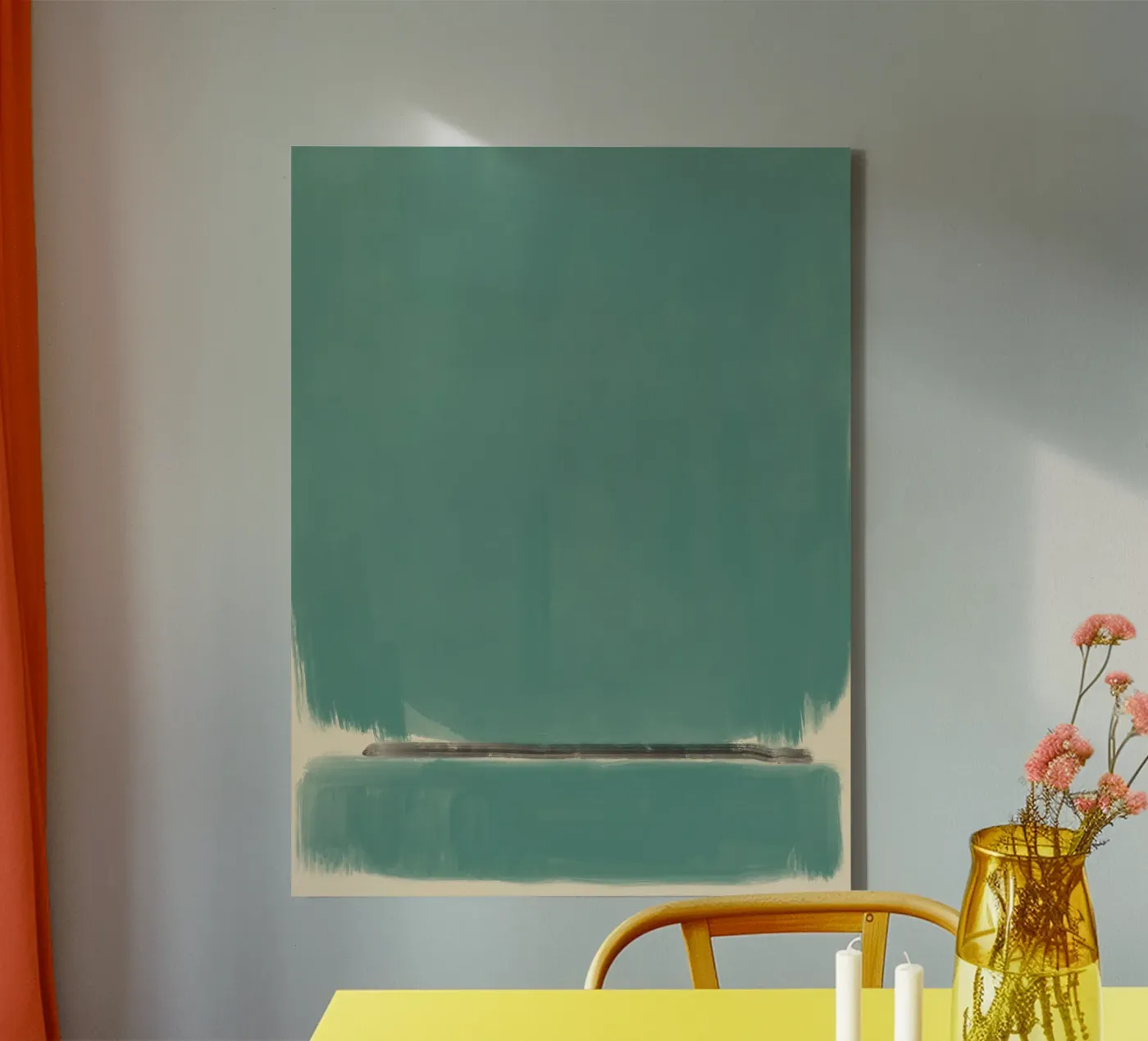 Solid teal abstract Leinwand von Little Dean