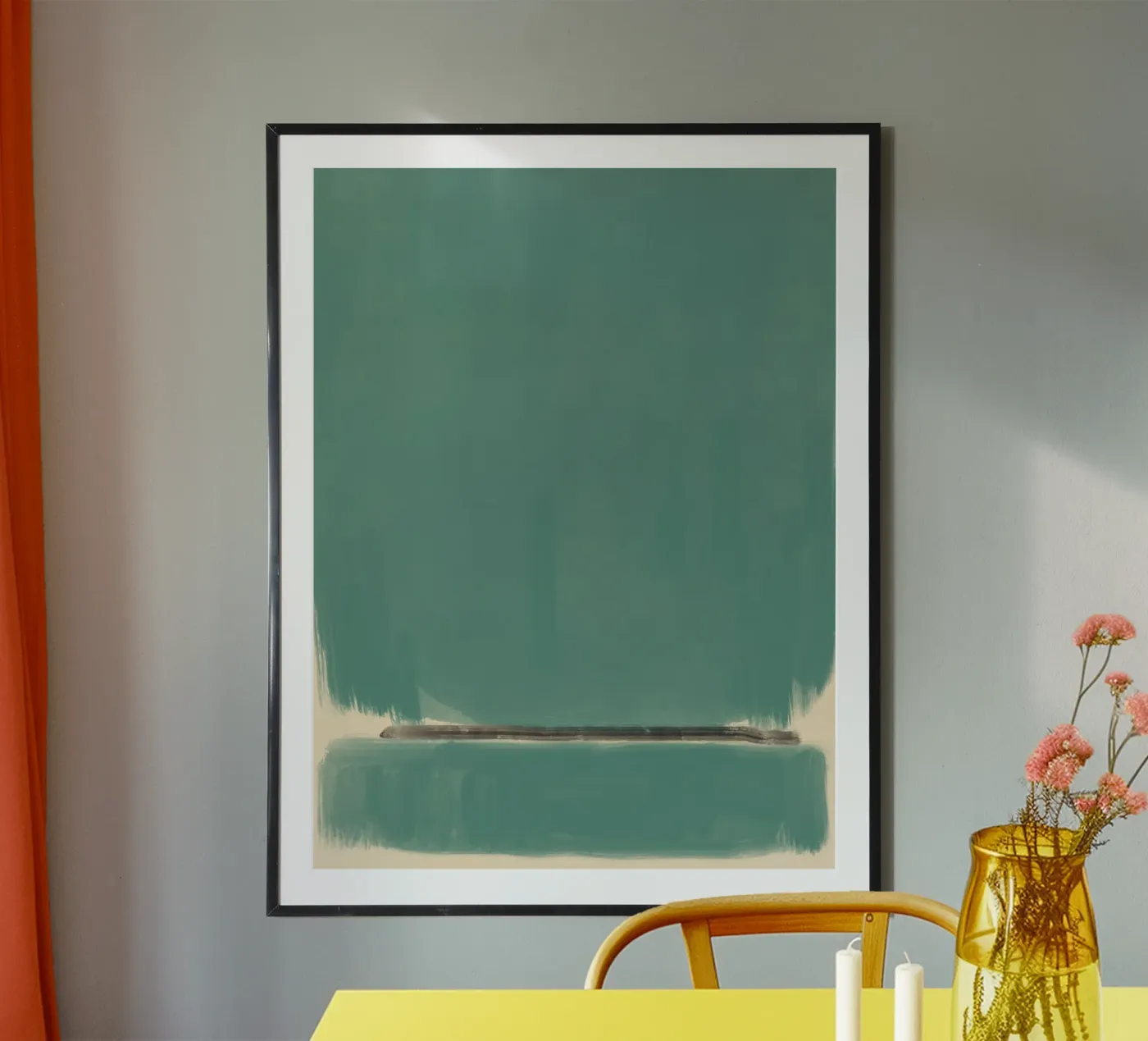 Solid teal abstract hahnemühle by Little Dean