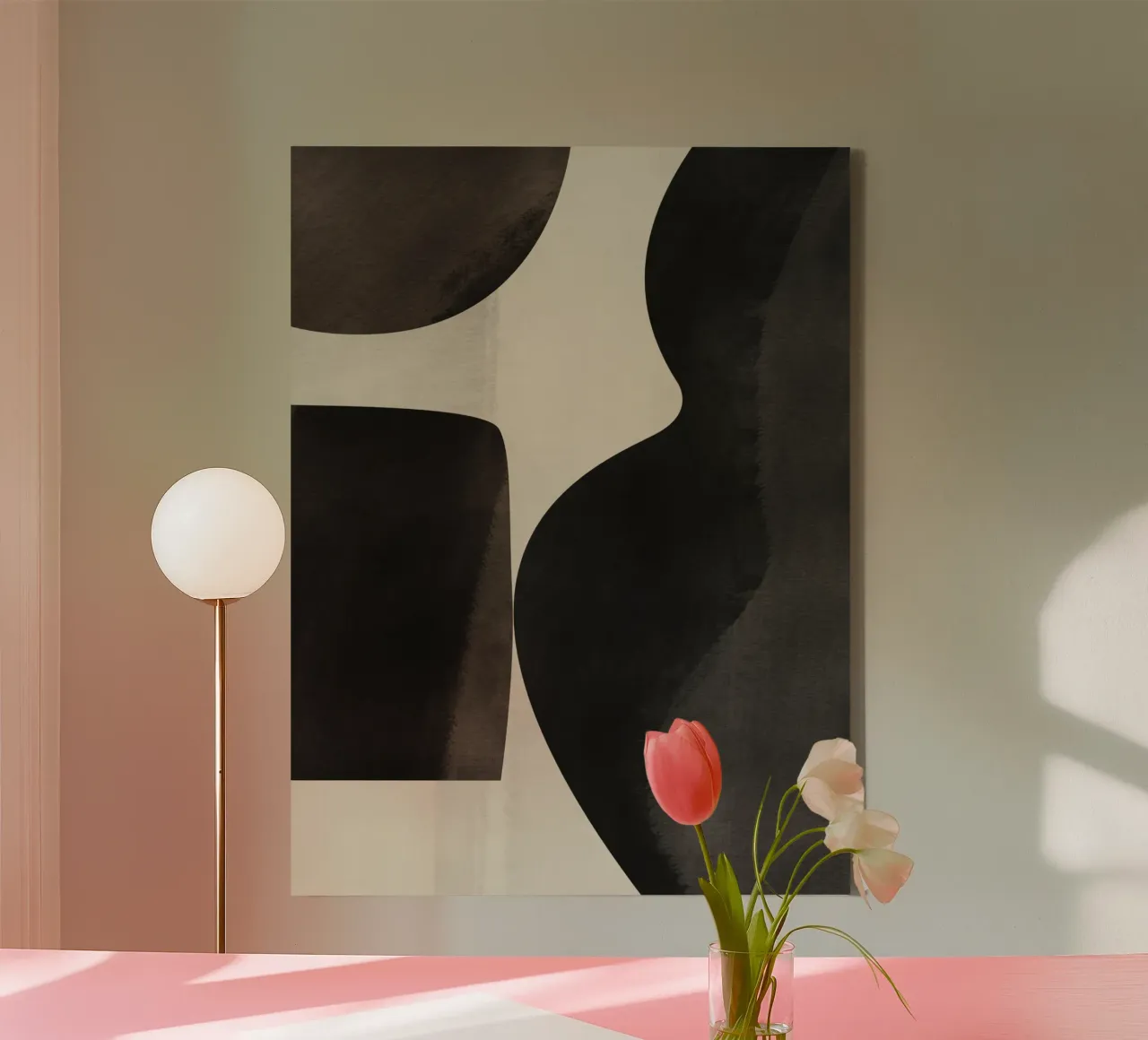 Forme organiche in bianco e nero tela con Cornice a cassetta da Little Dean