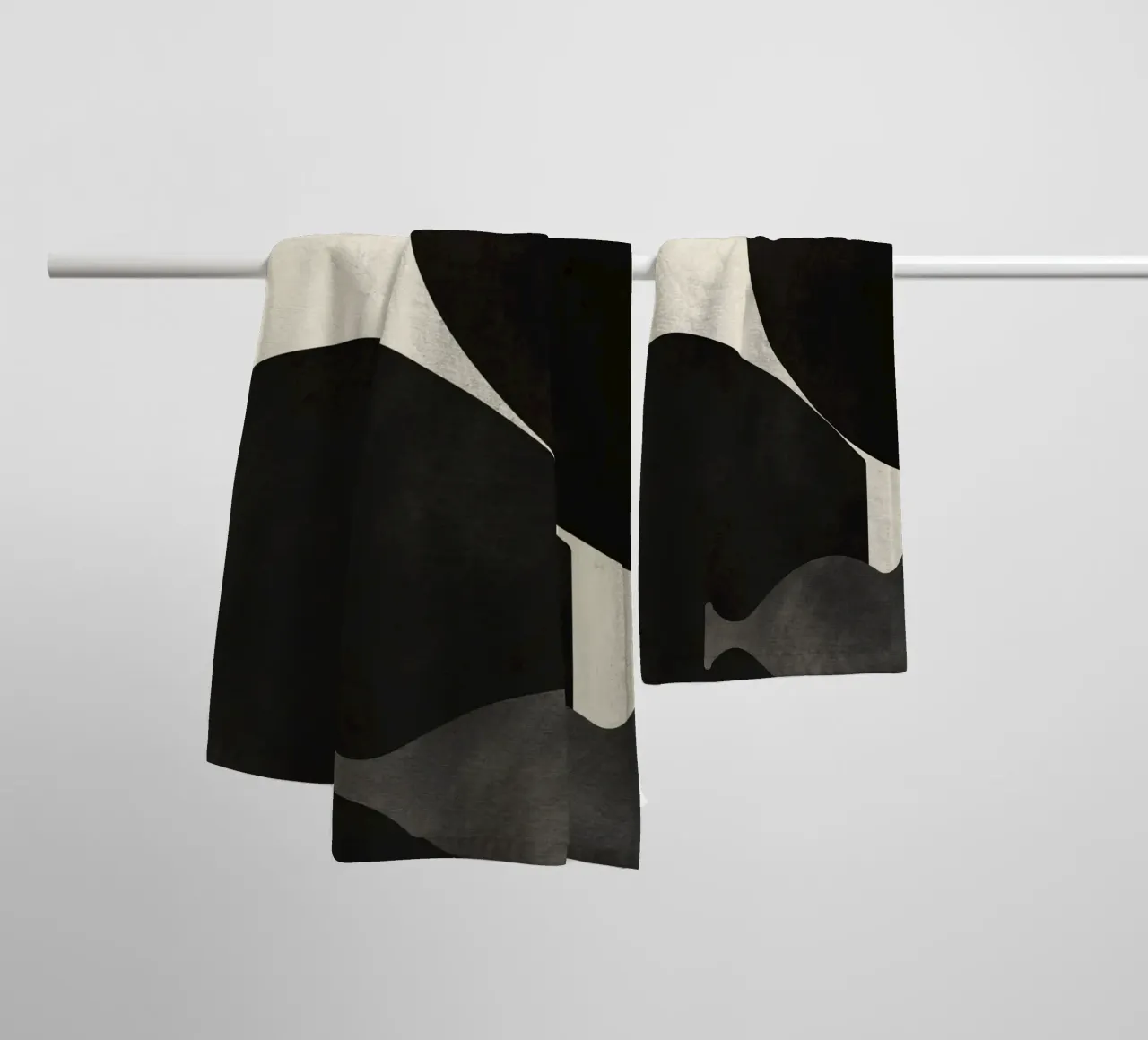 Forme organiche in bianco e nero 02 asciugamano da bagno da Little Dean