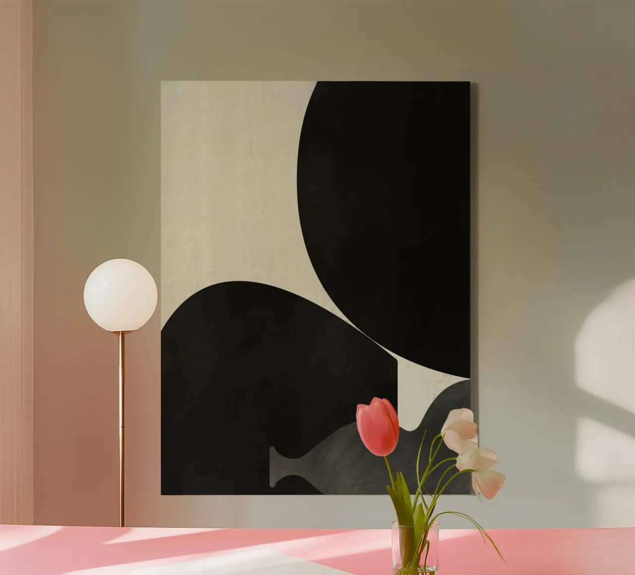 Forme organiche in bianco e nero 02 tela con Cornice a cassetta da Little Dean