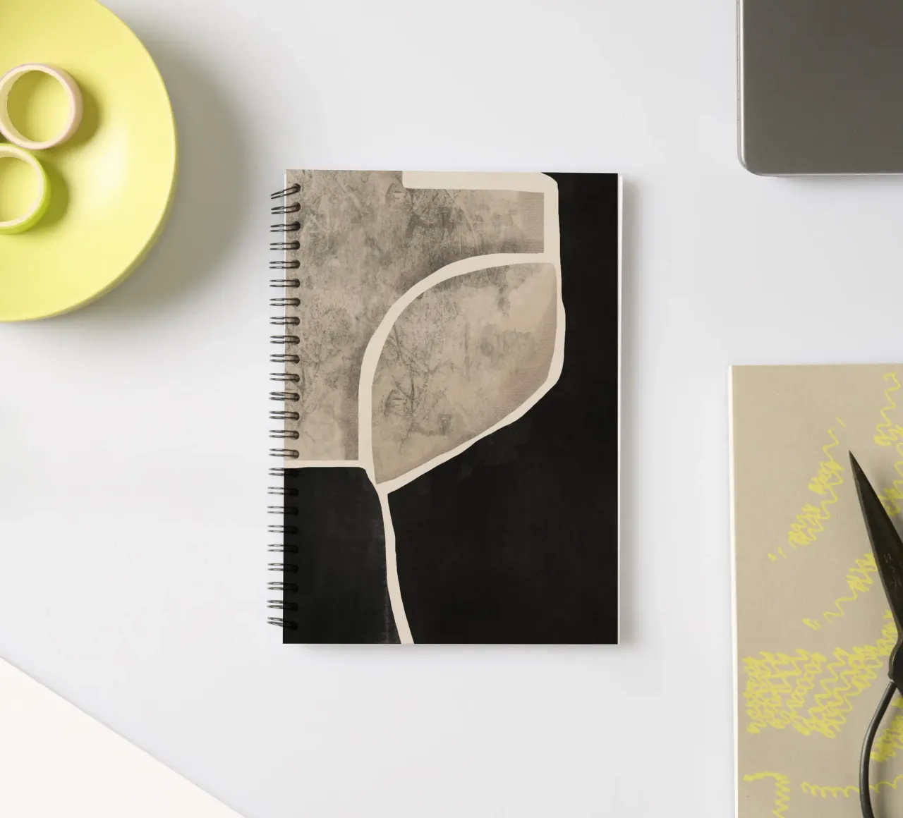 Textured large abstract 10 spiral notebook by Little Dean