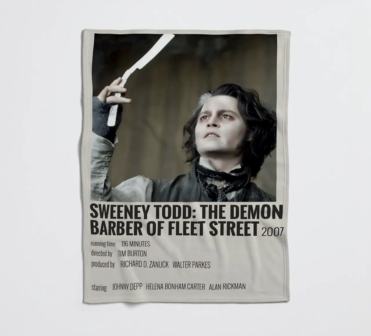 SWEENEY TODD THE DEMON BARBER OF FLEET STREET 2007 coperta in pile da MVFminimalist