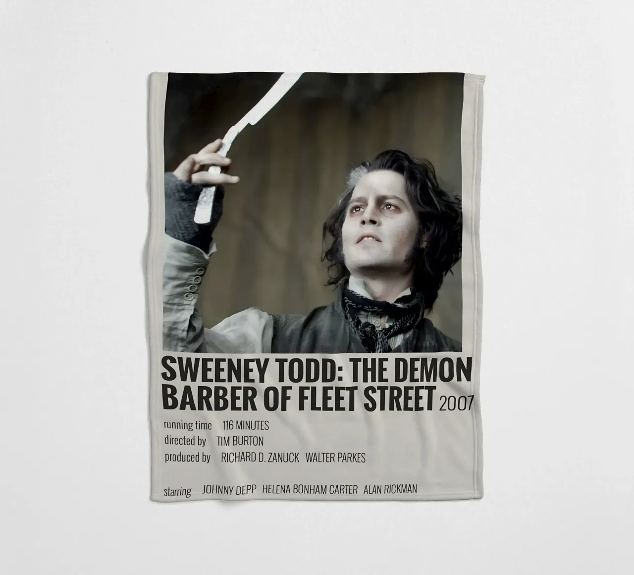 SWEENEY TODD THE DEMON BARBER OF FLEET STREET 2007 coperta in pile da MVFminimalist