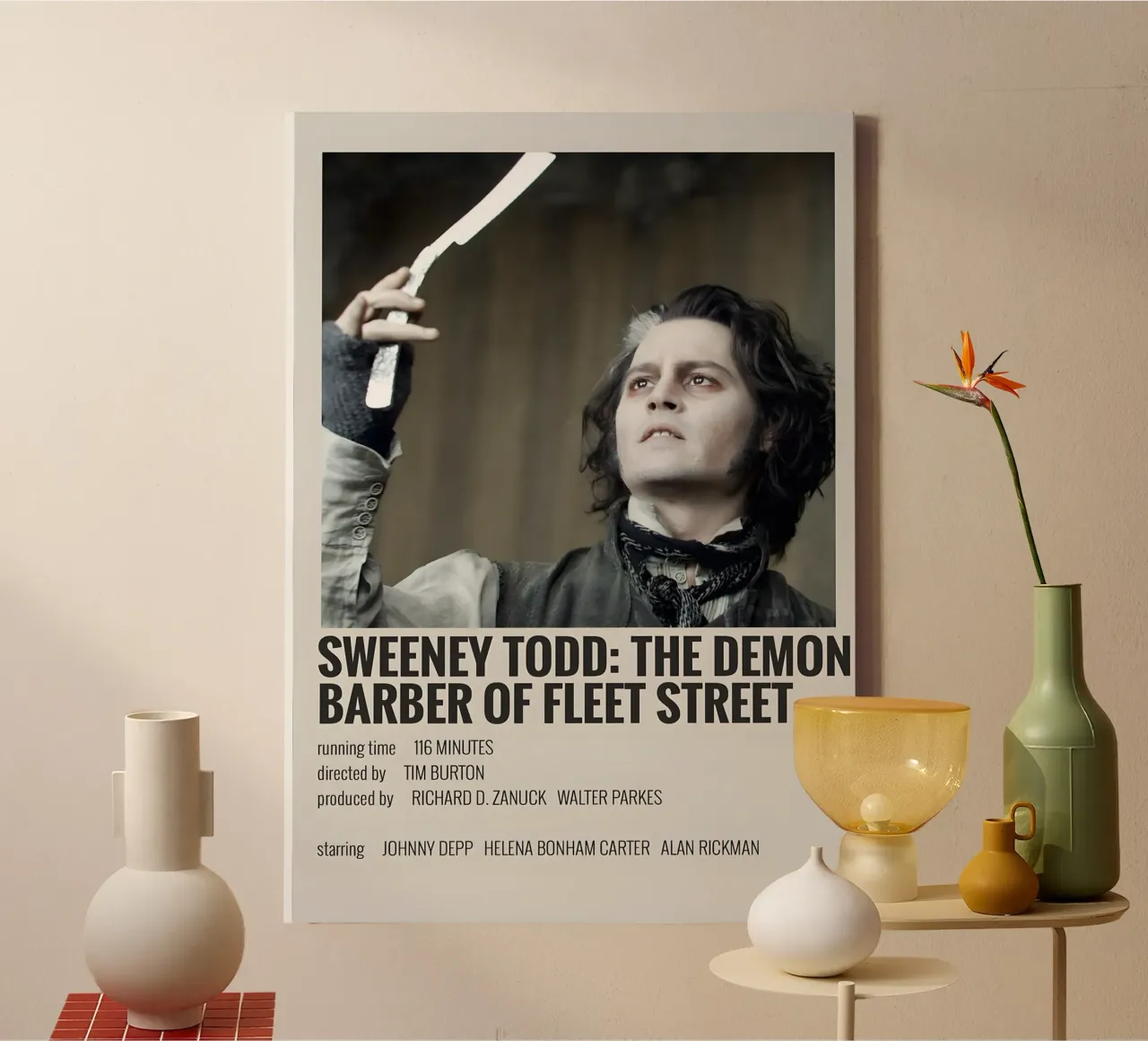 SWEENEY TODD THE DEMON BARBER OF FLEET STREET 2007 canvas met Baklijst van MVFminimalist