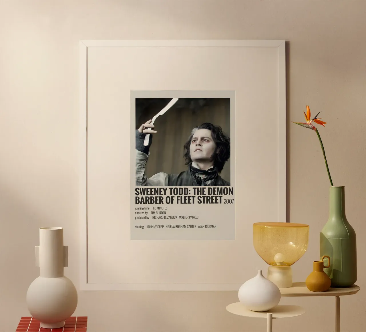 SWEENEY TODD THE DEMON BARBER OF FLEET STREET 2007 poster con telaio in legno da MVFminimalist