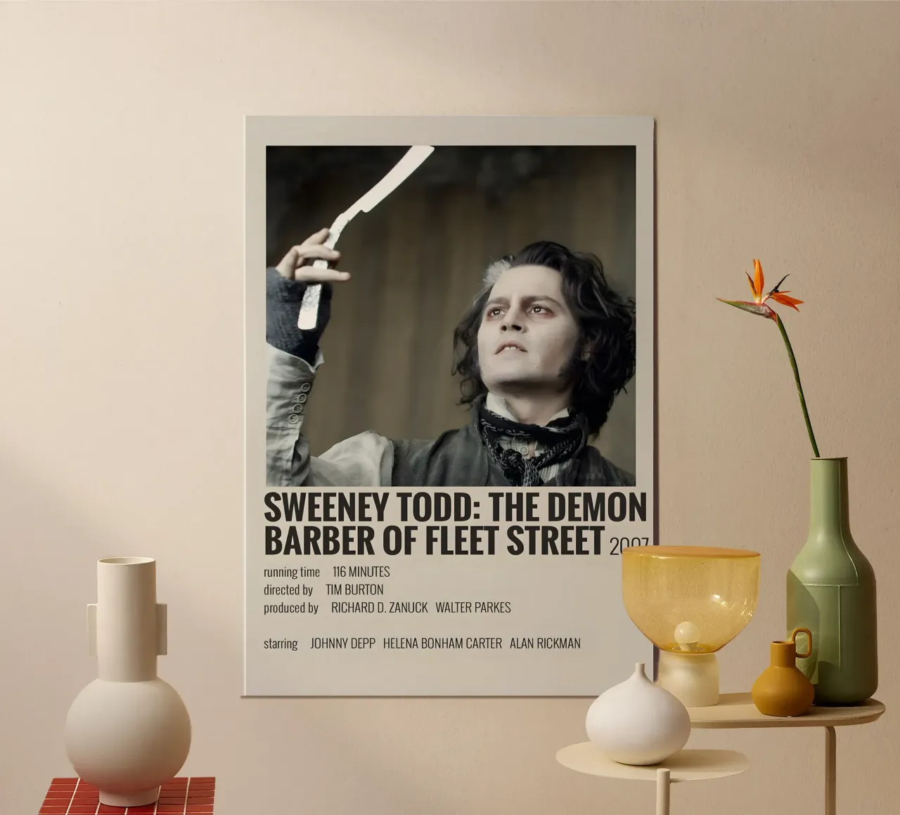 SWEENEY TODD THE DEMON BARBER OF FLEET STREET 2007 poster con telaio in legno da MVFminimalist