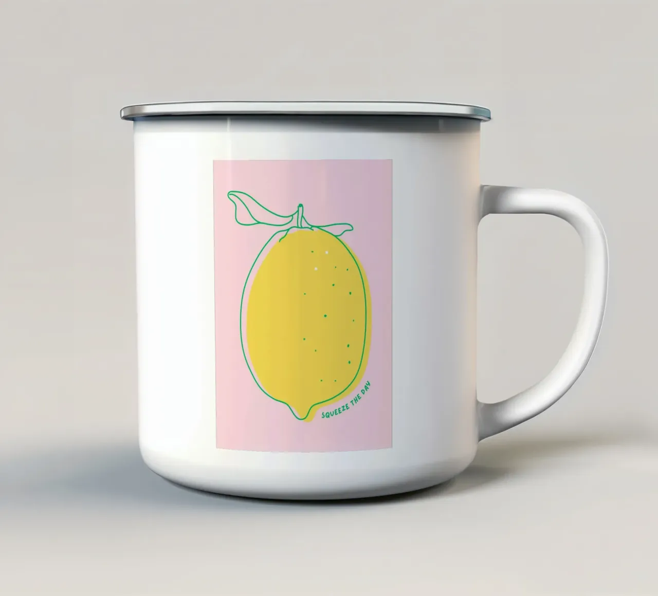 Squeeze the day - Zitrone Emaille Tasse von leslie shop
