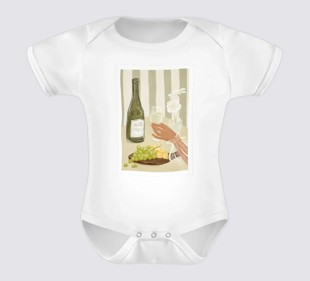 Time for Wine Print short-sleeve baby romper by leslie shop