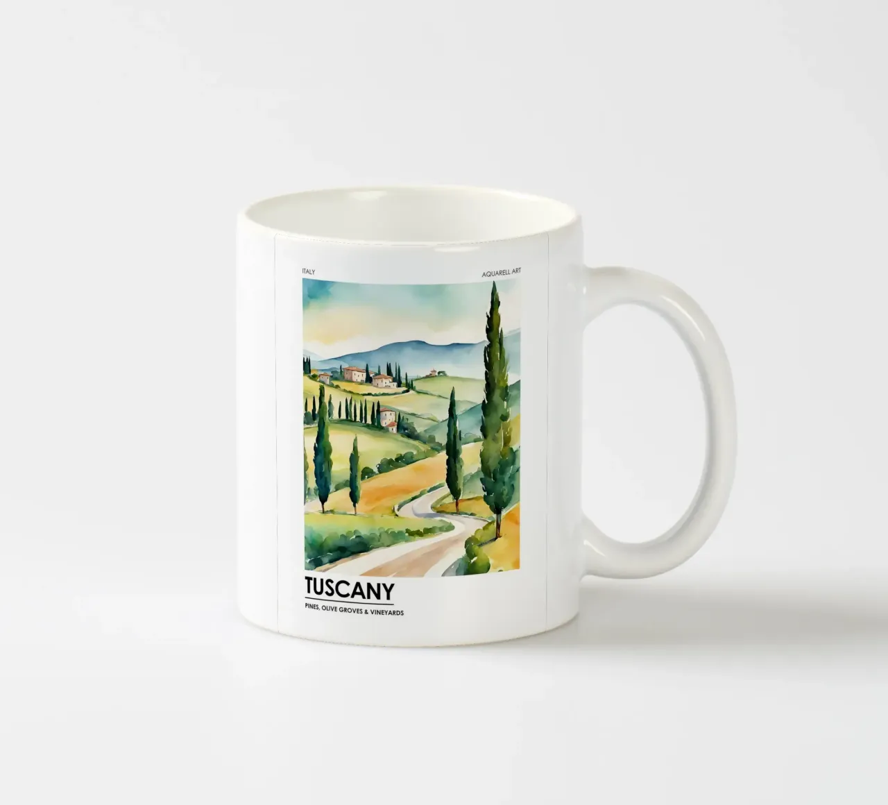 Toscana - Pini, oliveti e vigneti tazza in ceramica da leslie shop
