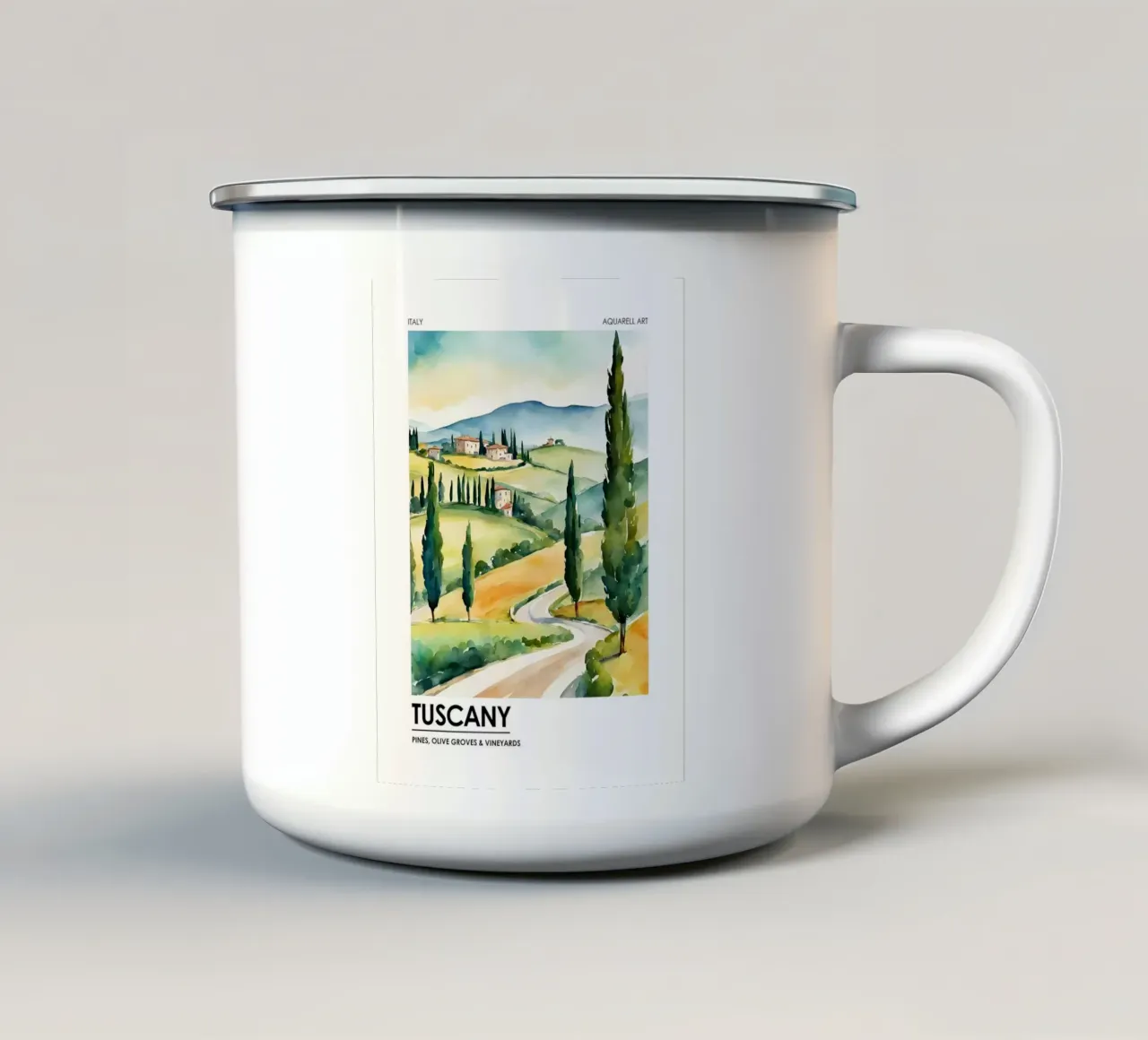 Toskana - Pinien, Olivenhaine und Weinberge Emaille Tasse von leslie shop