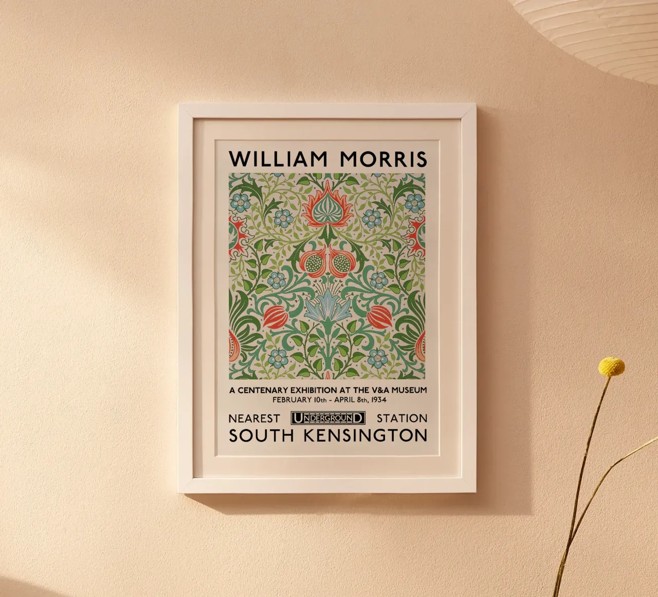 William Morris Eeuwfeest Tentoonstellingsaffiche (Perzische Bloem) poster met houten frame van leslie shop
