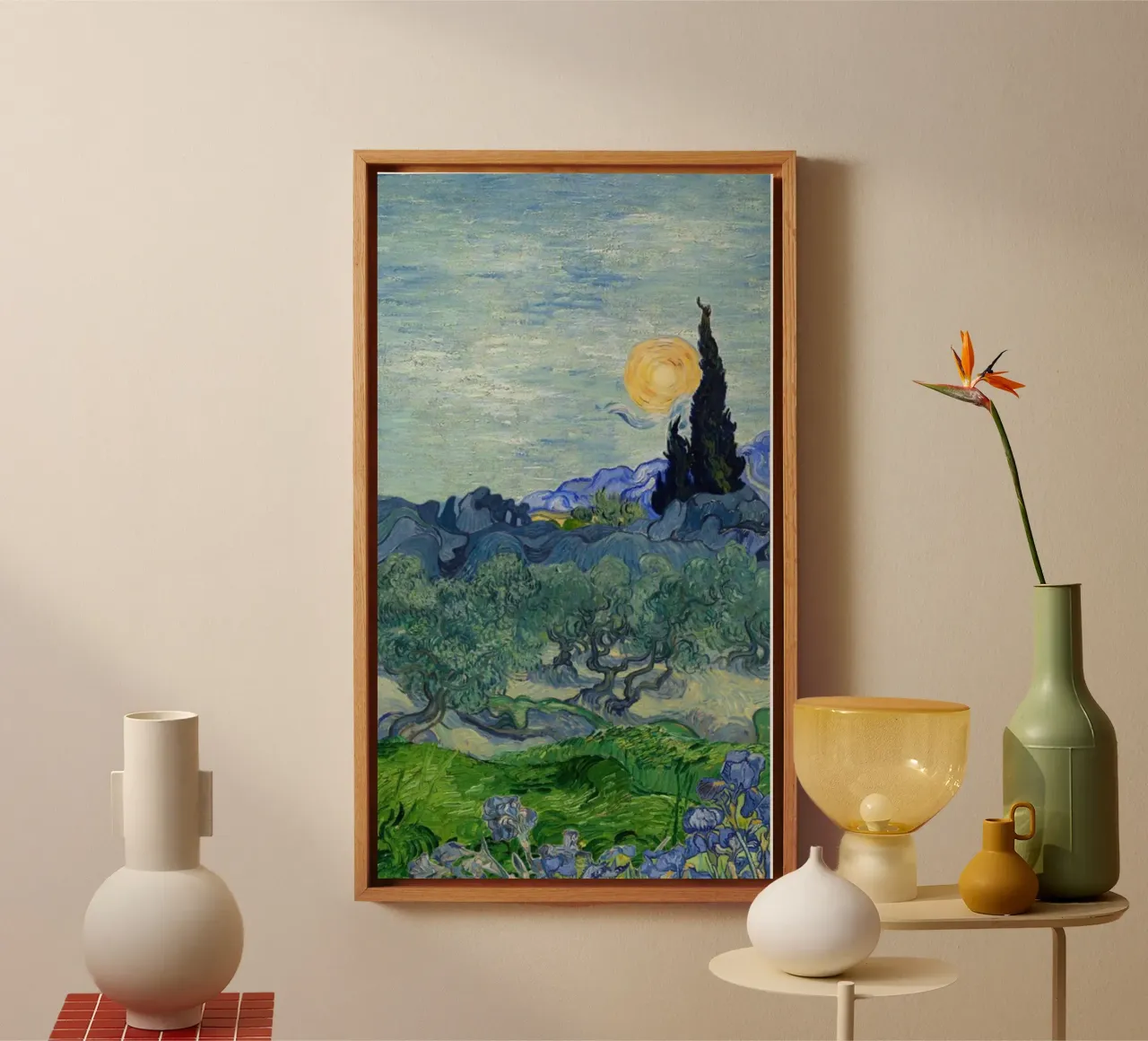 olijfbomen in de natuur canvas met Baklijst van cloud shop